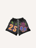 Shorts mit Herz- und Grafik-Print und Kordelzug in der Taille