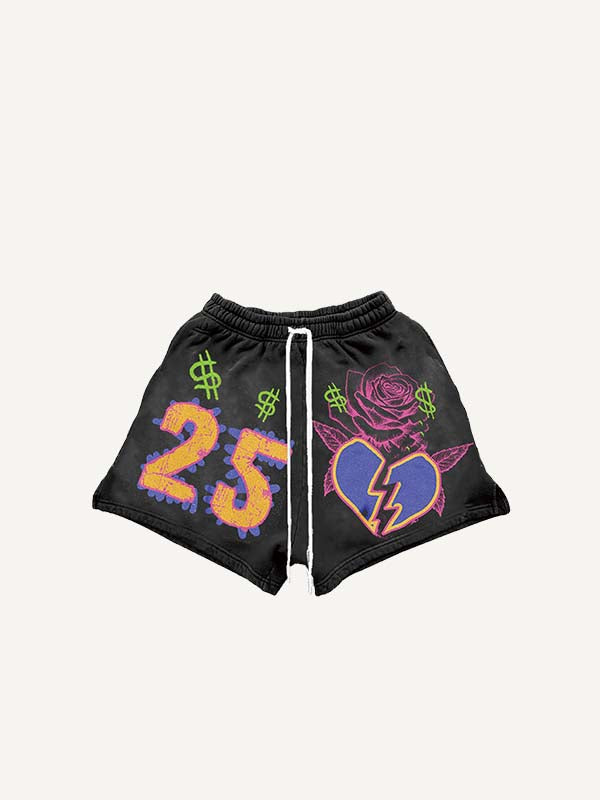 Shorts mit Herz- und Grafik-Print und Kordelzug in der Taille