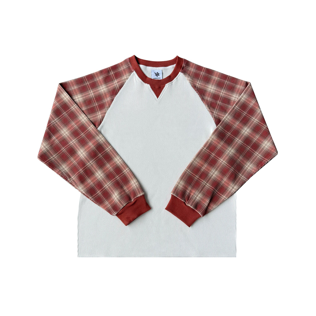 BLUZA WAFFLE Z DŁUGIMI RĘKAWAMI - winny