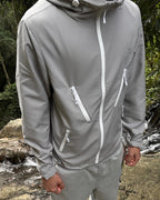 LEOPARD WATER REACTIVE RAIN JACKET - GREY