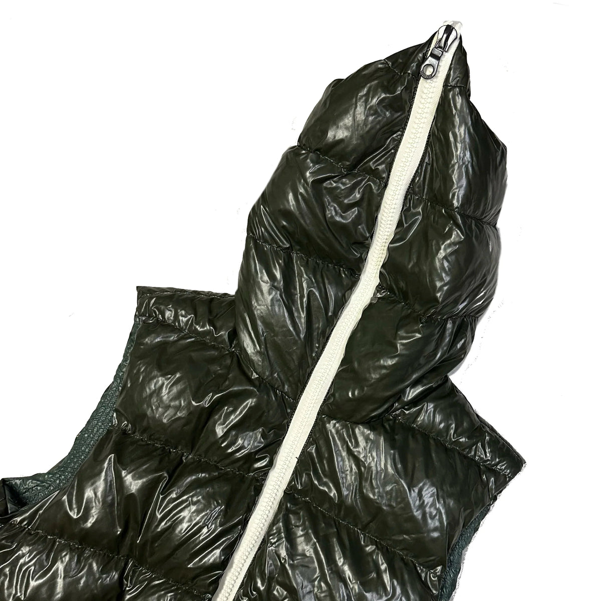 Final Sizes: Hooded Puffer Gilet In Dark Green