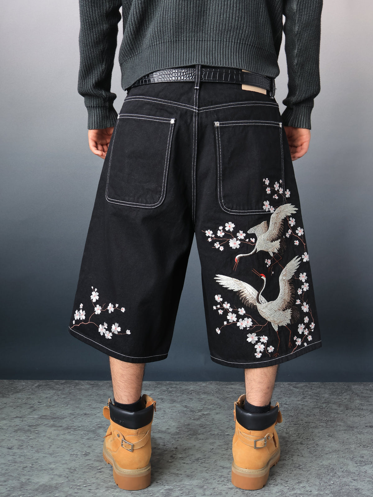 “Silver Crane” Baggy Jorts
