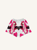 Pantaloncini con stampa di scheletro colorblock effetto decalcomania e vita con coulisse