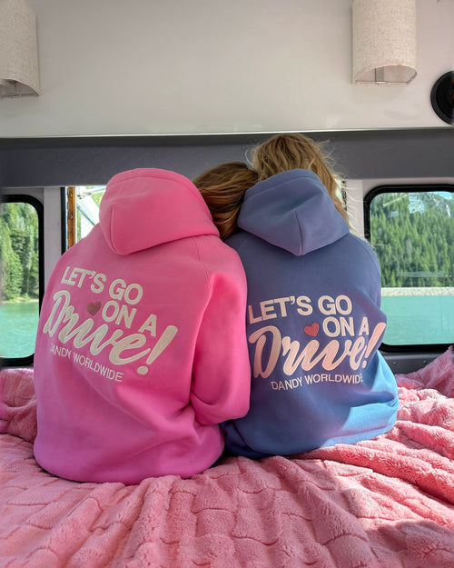 Sweat à capuche oversize "Let's Go on a Drive" Lux en rose