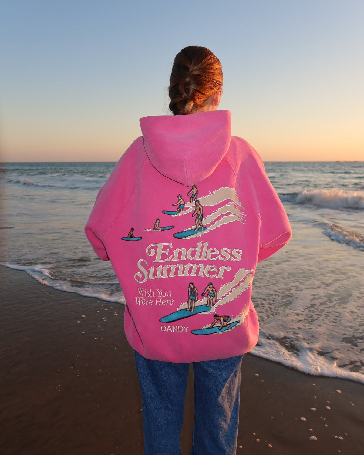 "Endless Summer" Luksusowa bluza z kapturem o kroju oversize w kolorze spranego vintage różu