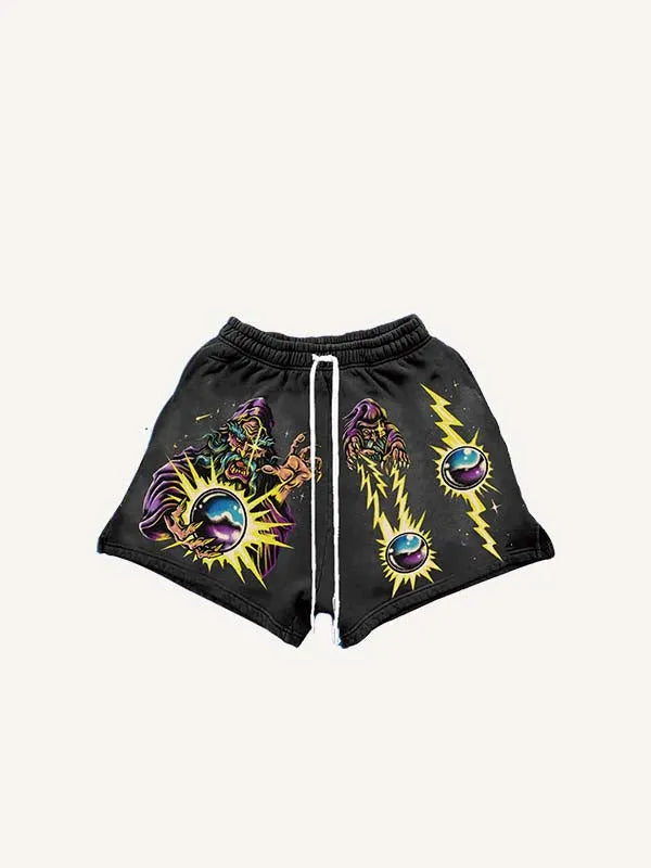 Shorts mit Kordelzug, Figuren-, Grafik- und Buchstaben-Print