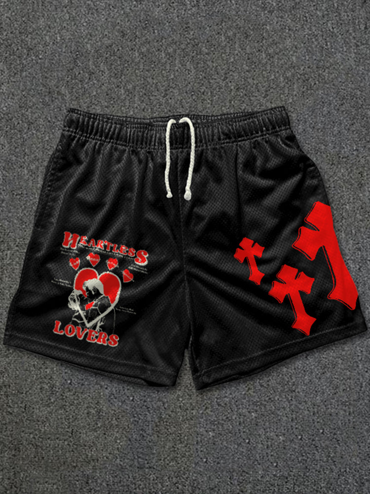 Heartles Lovers Printed Casual Mesh Shorts