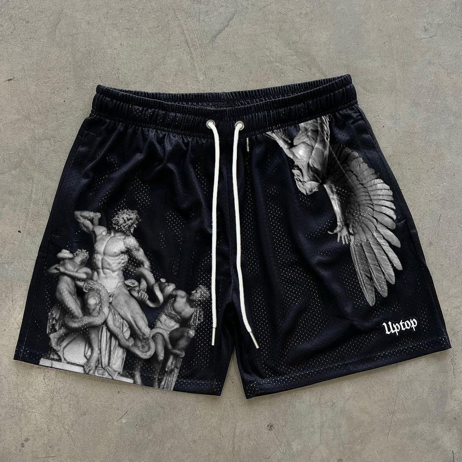 Shorts en maille imprimés à motif de statue littéraire