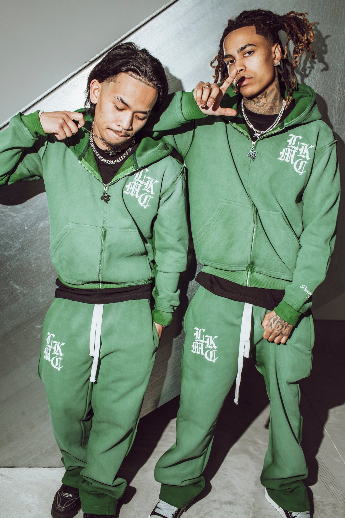 Hoodie met rits en distressed-look Groen (gelimiteerde editie)