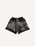 Shorts mit Kordelzug und Grafik-Print mit Figuren-, Kreuz-, Grafik- und Buchstabenmotiven