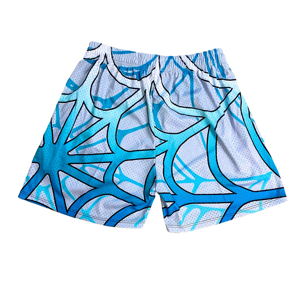 Lediga meshshorts med spindelnätsmönster