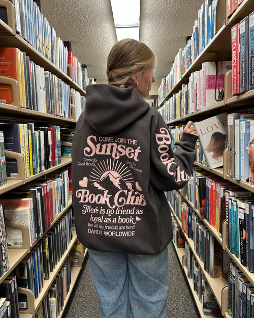 „Book Club“ Oversized Lux-Kapuzenpullover in Anthrazitgrau