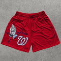Praying Hands Print Graphic Men's Red Mesh Shorts