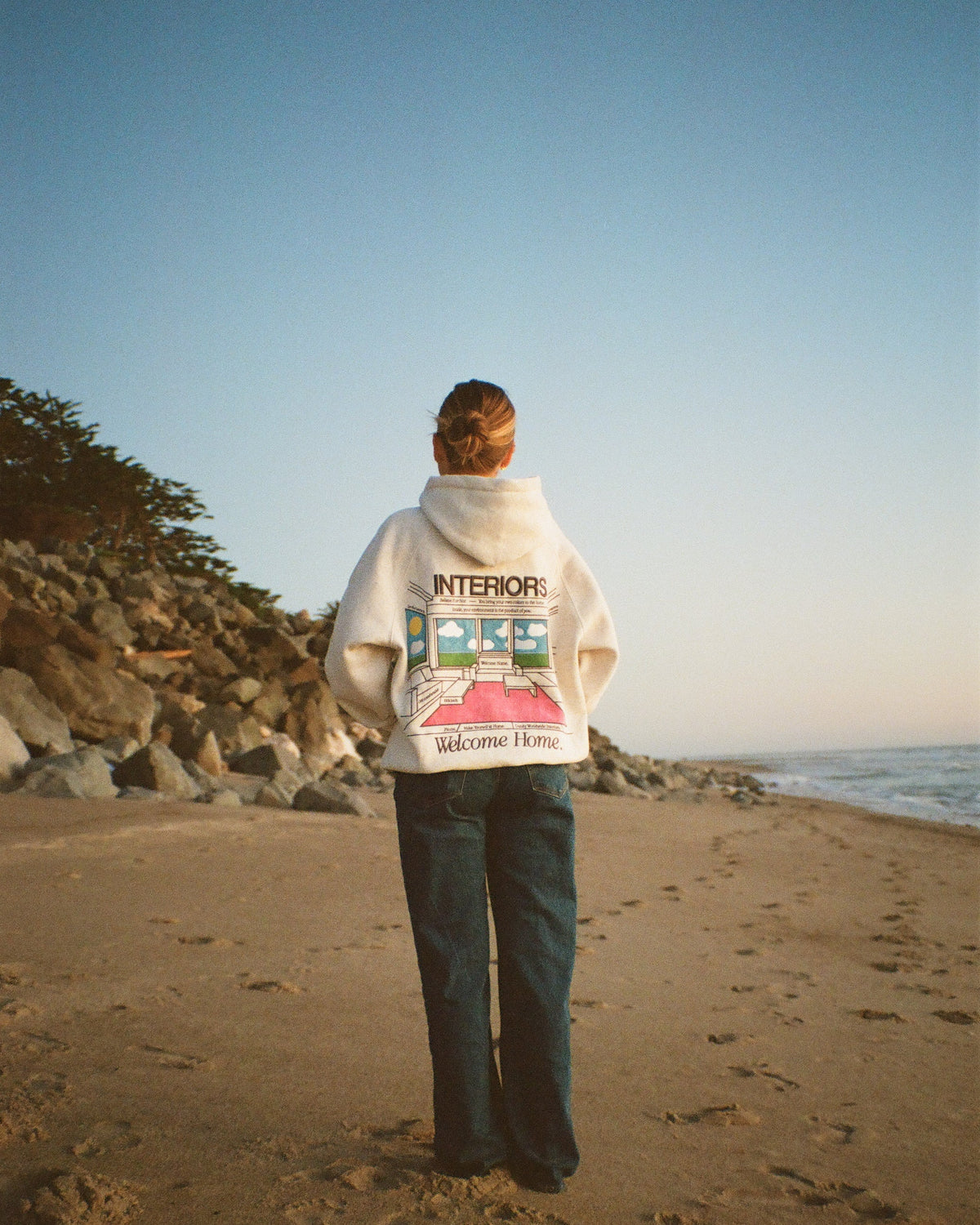 Sweat à capuche oversize « Interiors » en gris chiné