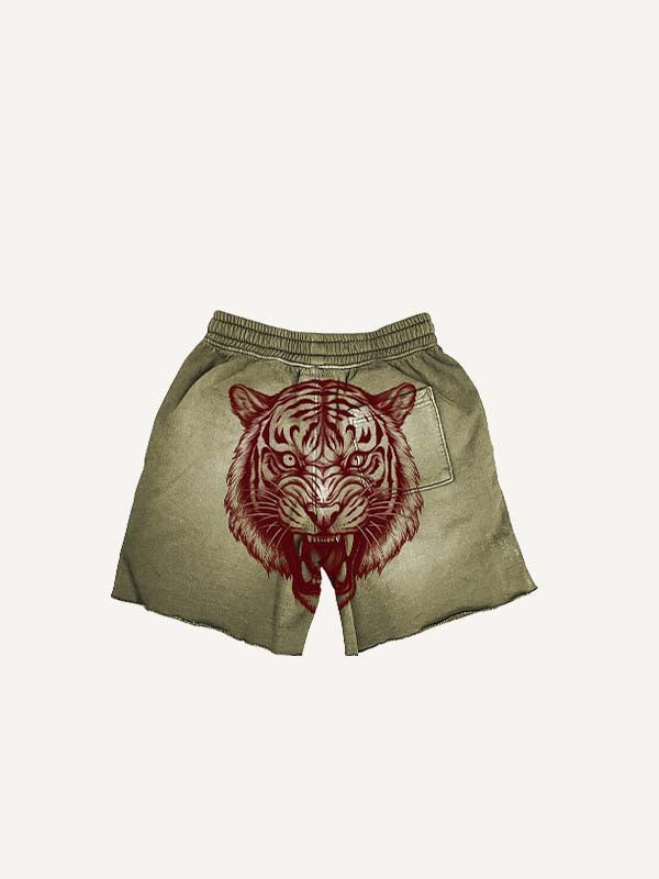 Shorts mit Tiger- und Buchstabenprint und Tunnelzug an der Taille