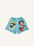 Pantaloncini con coulisse in vita, stampa figura e luna