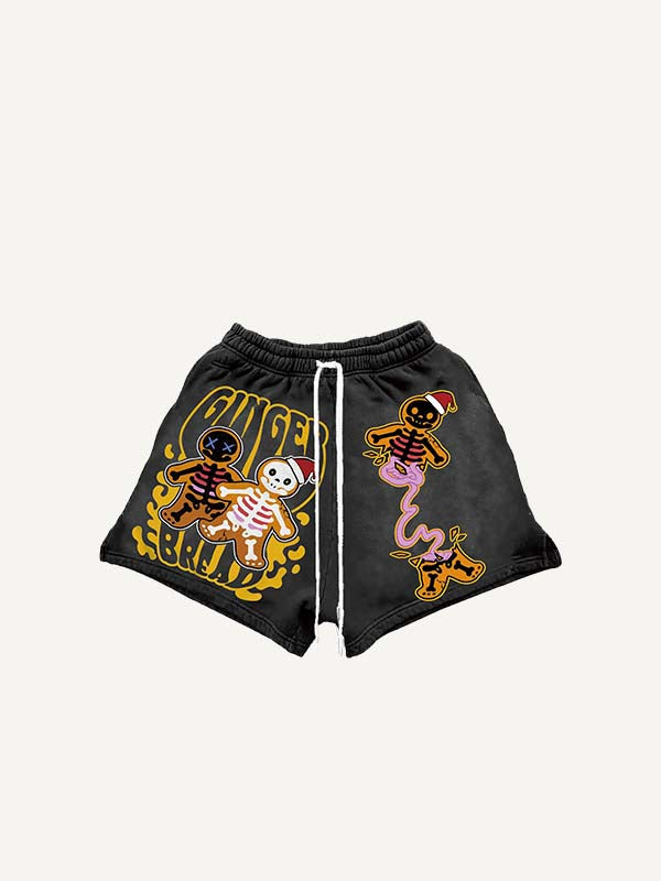 Shorts met skelet- en letterprint en trekkoord in de taille