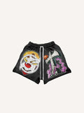 Shorts à taille cordon avec imprimé décalcomanie faux motif croix, graphique et lettres