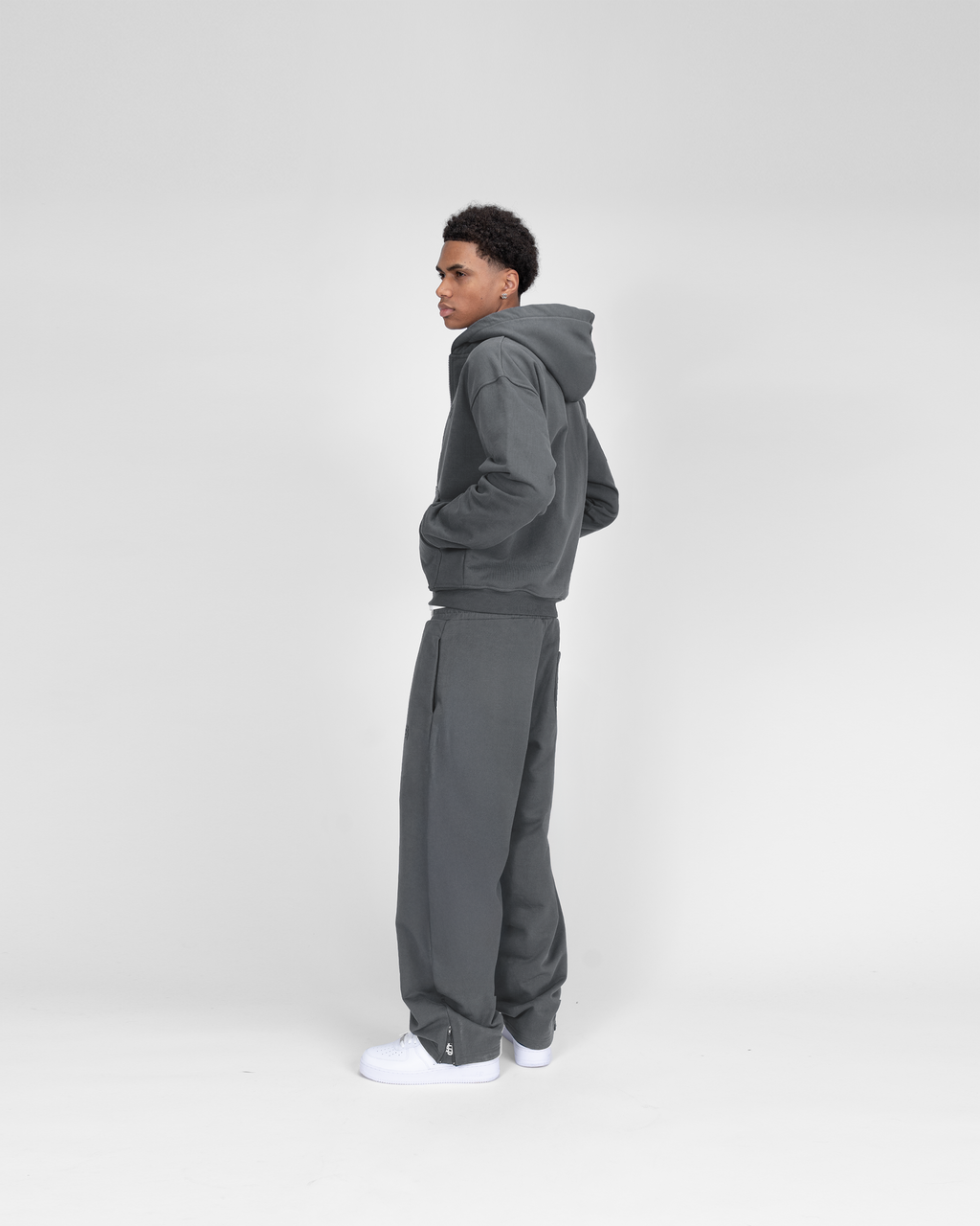 PANTALONI JOGGER CON CERNIERA - ANTRACITE