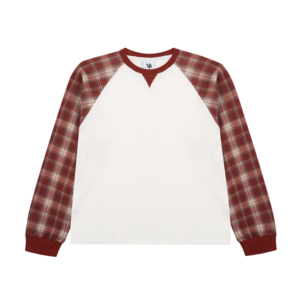 BLUZA WAFFLE Z DŁUGIMI RĘKAWAMI - winny