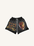 Pantalones cortos con cintura de cordón y estampado de calavera y gráfico