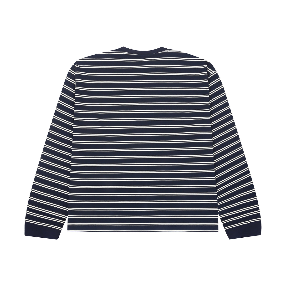 BLUZA W PASKI Z DŁUGIM RĘKAWEM - Granatowy