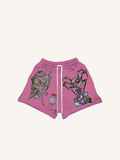 Shorts mit Sonnen-, Aug- und Geld-Grafikprint und Tunnelzug an der Taille