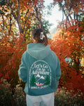 Sweat à capuche oversize « Let's Go On An Adventure » en vert sapin