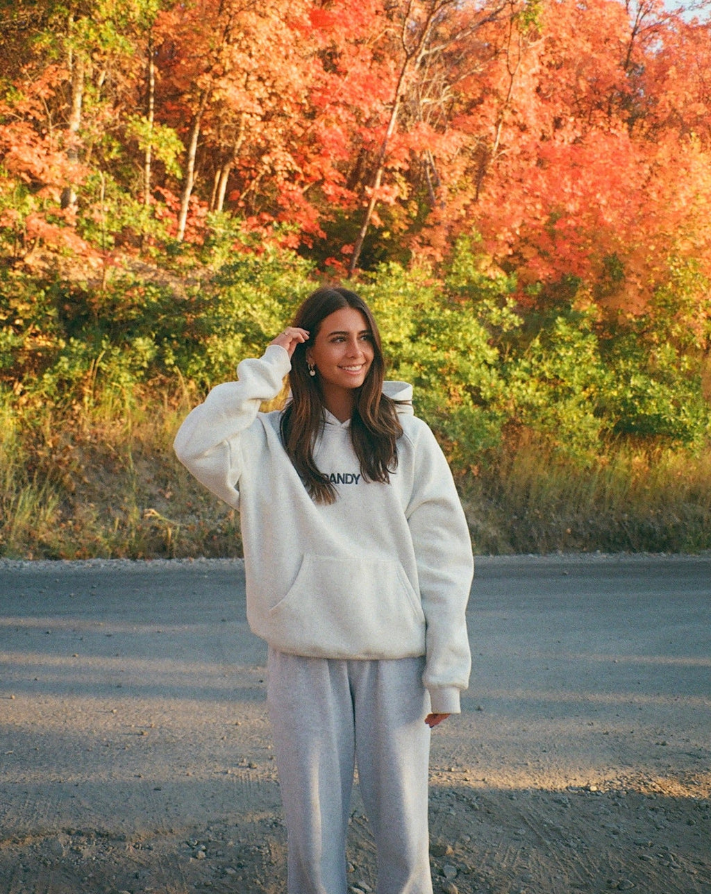 Sweat à capuche oversize « Let's Go On An Adventure » en gris chiné
