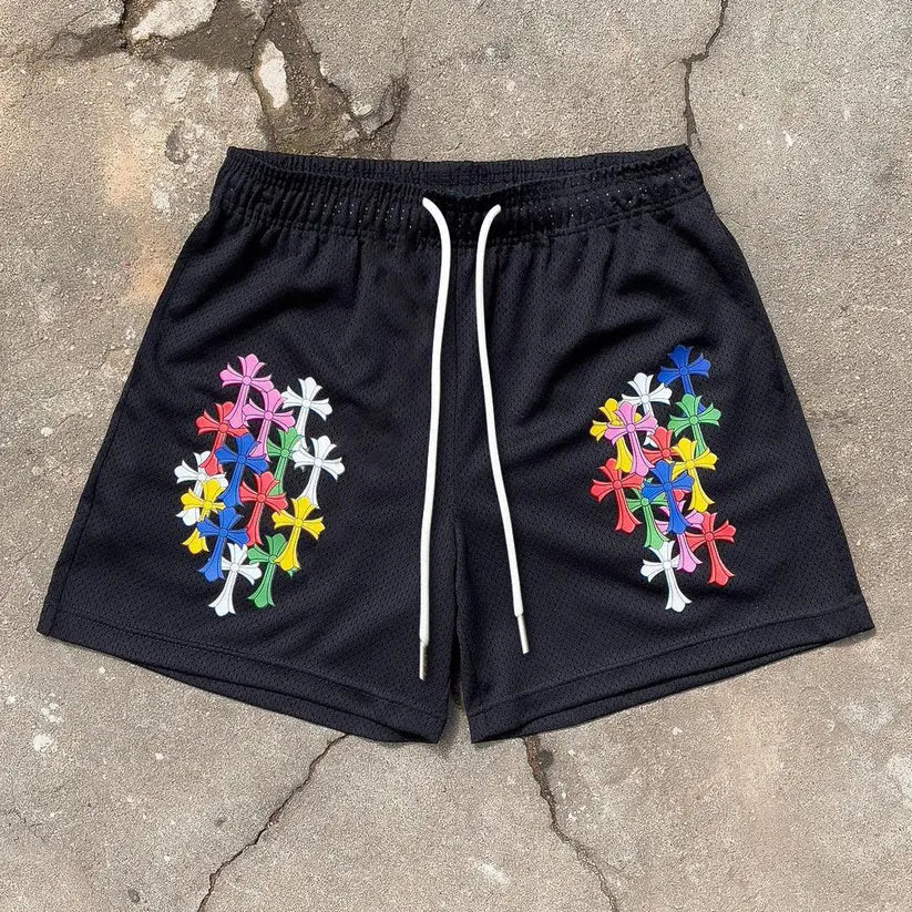 Modische Mesh-Shorts mit Allover-Print