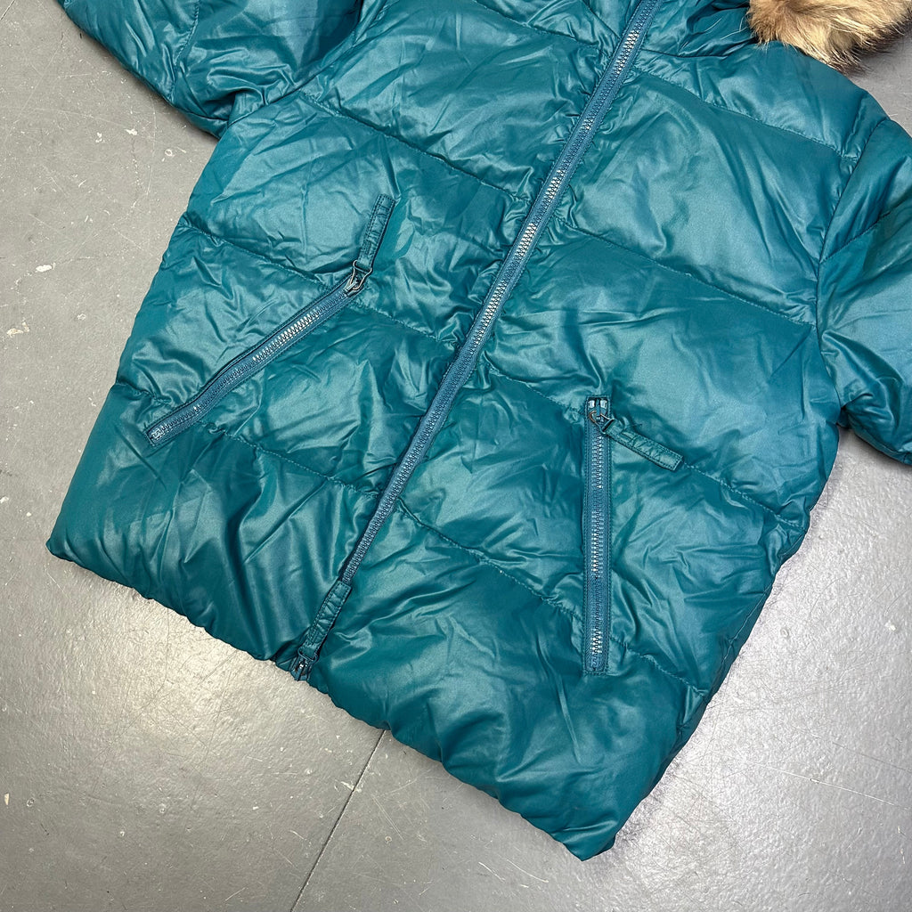 Final Sizes: Fur Hood Puffer Jacket In Blue