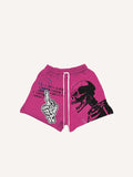 Gesture&Skeleton&Letter&Graphic Faux Decal Print Drawstring Waist Shorts