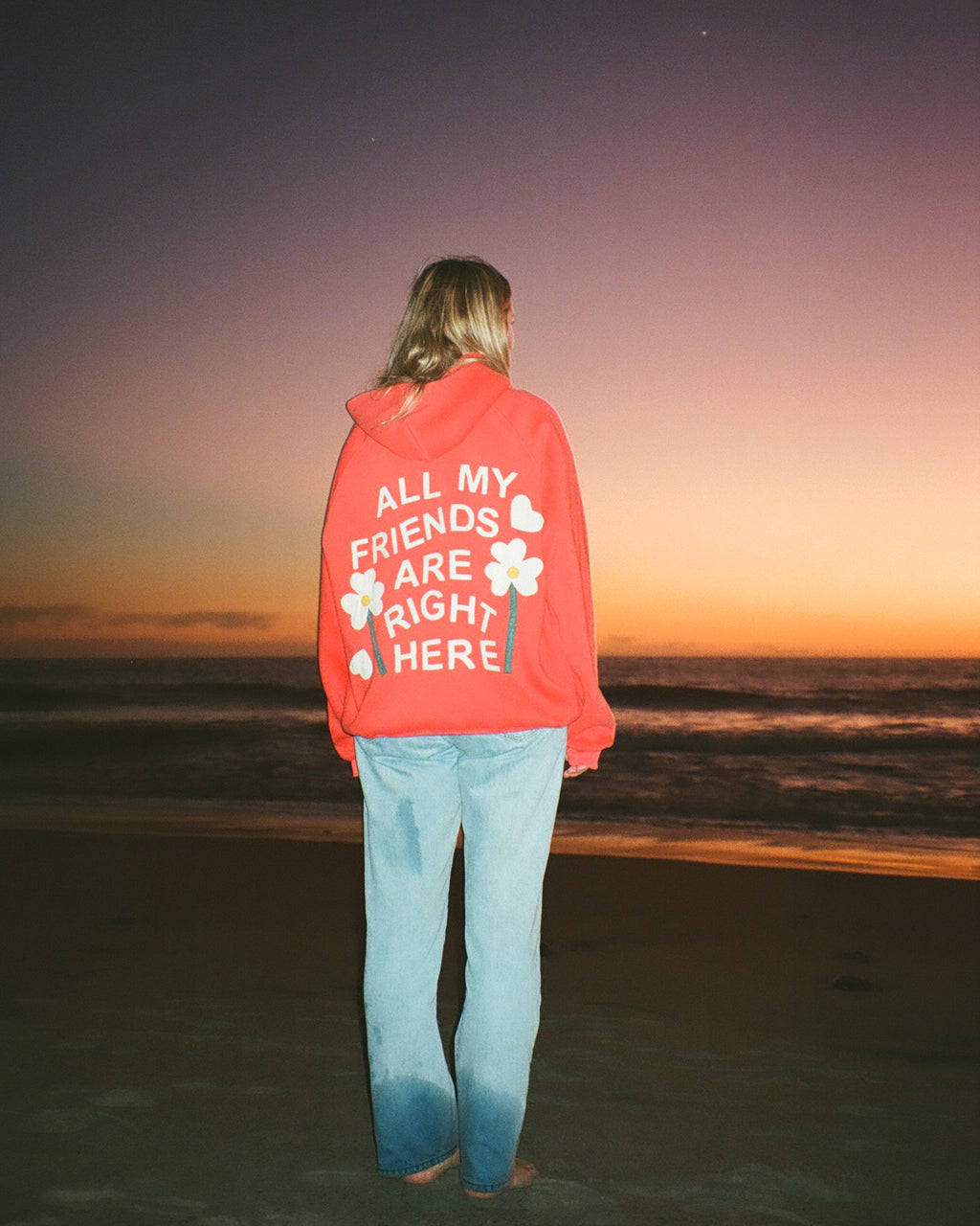 „All my Friends“ Oversized Lux Hoodie in Rot