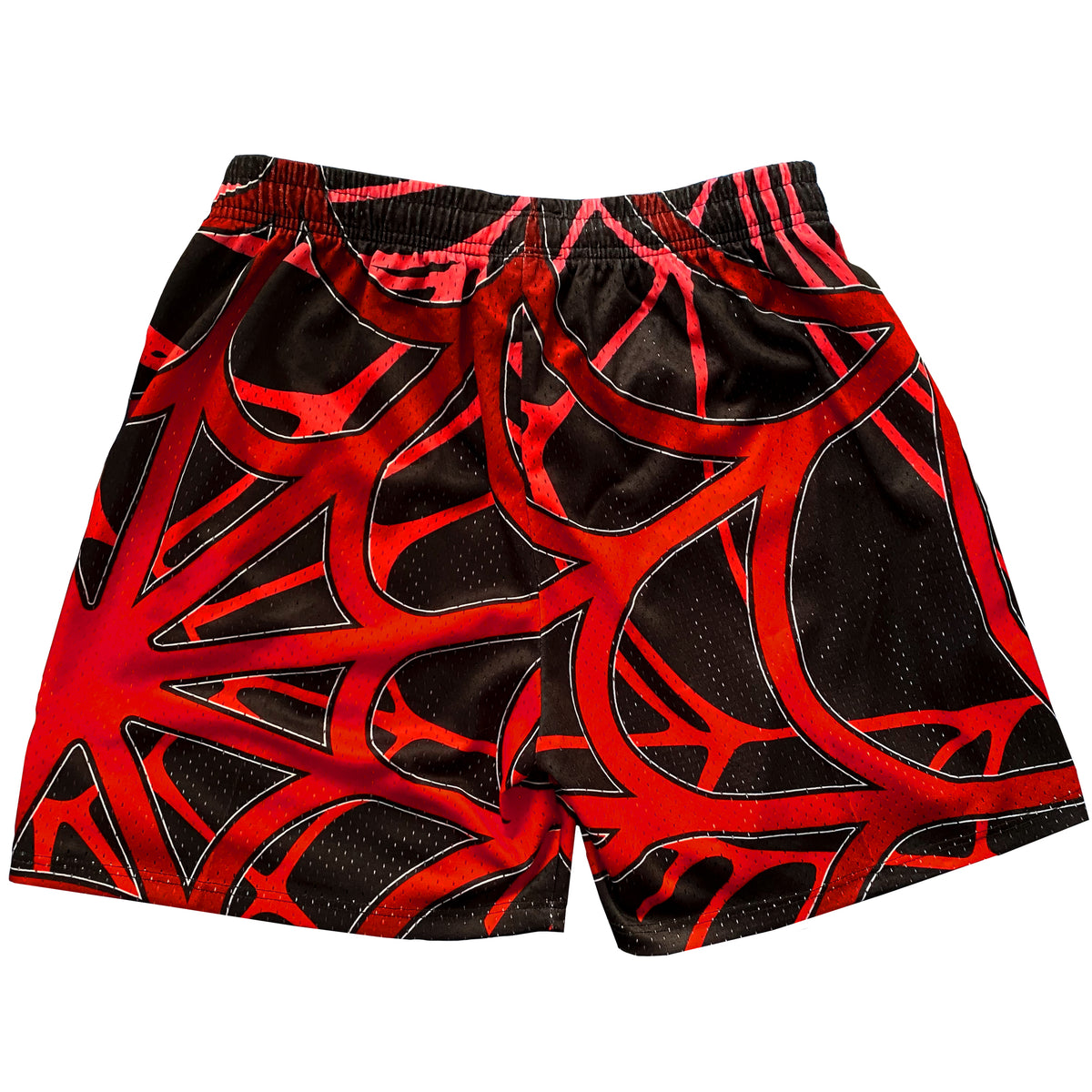 Casual meshshort van mesh met spinnenwebprint