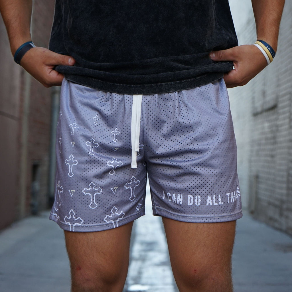 I Can Do All Things Printed Drawstring Mesh Shorts