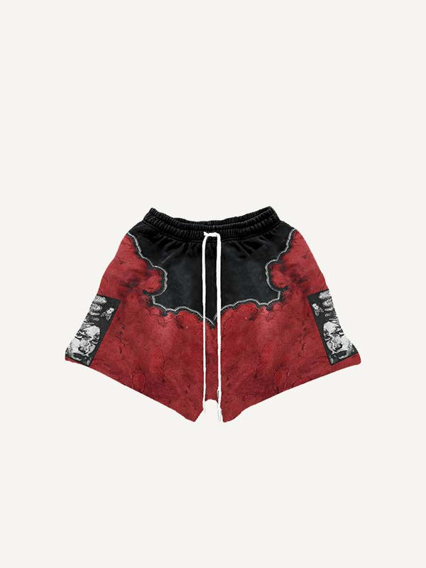 Colorblock Figure&Zombies&Graphic Faux Decal Print Drawstring Waist Shorts