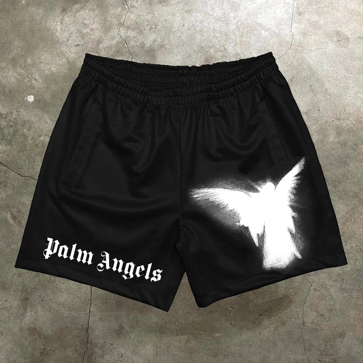 Vintage casual street-meshshorts met Palm Angel-grafiek
