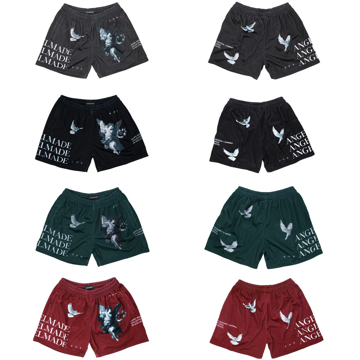 Angel Made Peace Dove Mesh Street Shorts