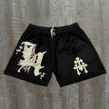 La Angel Cross Grafik-Mesh-Shorts