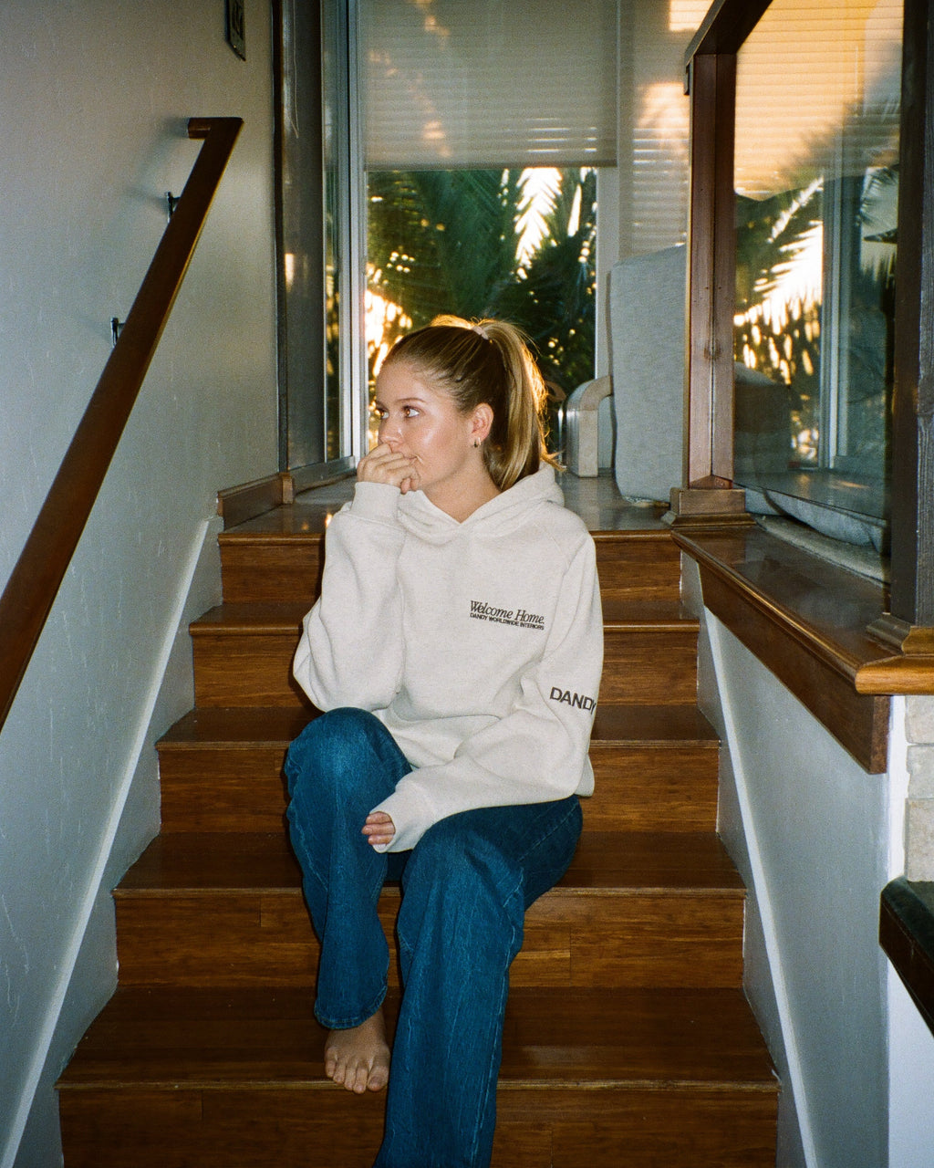 Sweat à capuche oversize « Interiors » en gris chiné