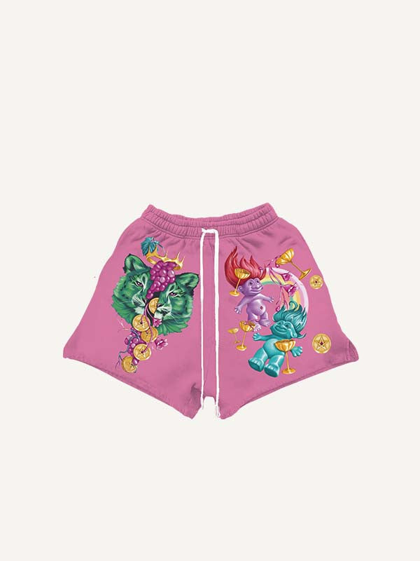 Shorts à taille cordon avec imprimé graphique et motif