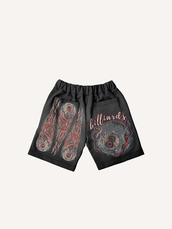 Eyeball&Fire&Graphic Faux Decal Print Drawstring Waist Shorts