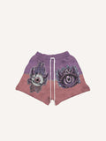 Shorts mit Kordelzug, Colorblock-Design und Dämonenauge-Print