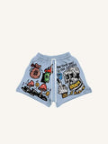 Shorts mit Kordelzug, Figure & Gesture & Graphic & Letter Print