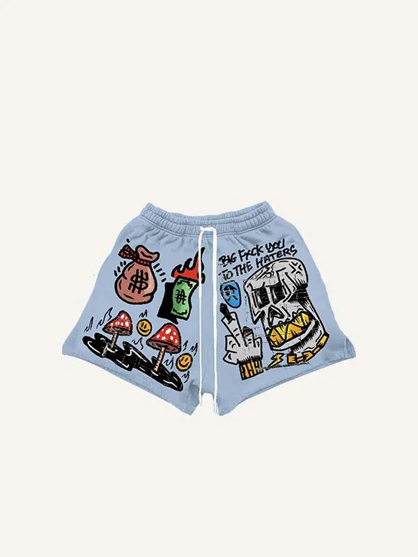 Shorts mit Kordelzug, Figure & Gesture & Graphic & Letter Print