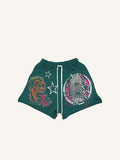 Shorts à taille élastique avec cordon de serrage et imprimé personnage, globe oculaire, voiture, motif graphique et lettres