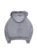 FERAL SWEATVEST MET RITS, KUNSTBONT EN NIETEN, GEWASSEN GRIJS (AFNEEMBAAR BONT)