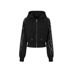 Sudadera con capucha y cremallera con pedrería