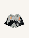 Shorts mit Kordelzug, Colorblock-Design sowie Palmen- und Buchstaben-Print