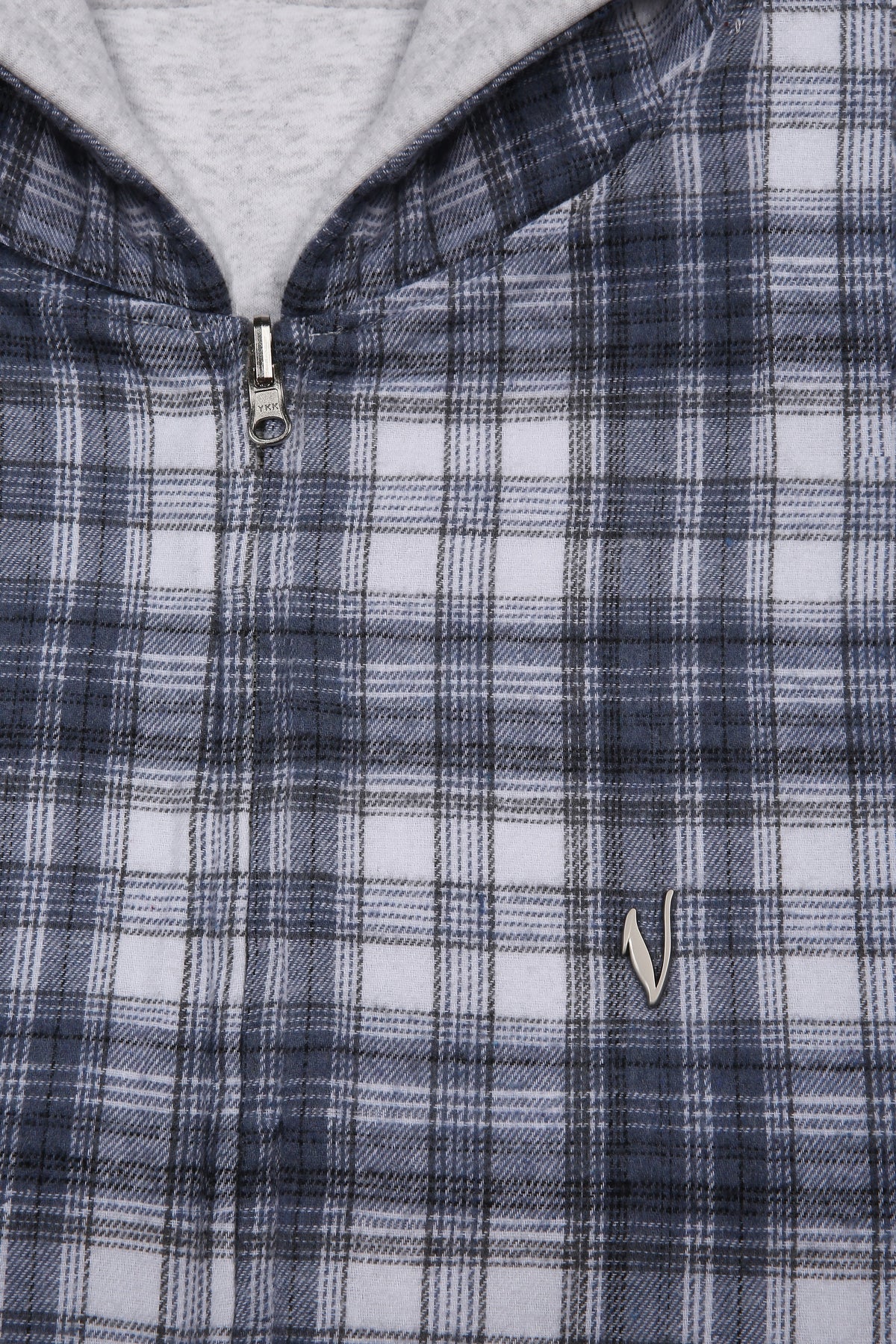 Reversible Plaid Zip-Hoodie V2（Light Grey/Blue）